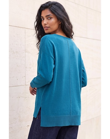 Roman V-Neck Side Split Knit Sweater