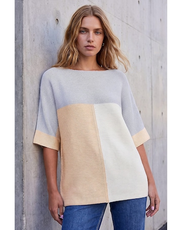 Roman Colour Block Short Sleeve Jumper