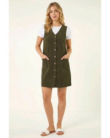 Roman Cotton V-Neck Button Pocket Dress