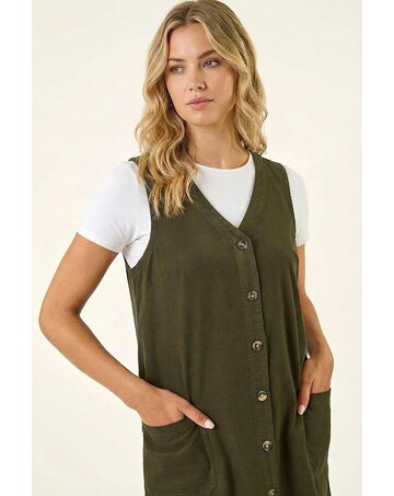 Roman Cotton V-Neck Button Pocket Dress