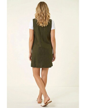 Roman Cotton V-Neck Button Pocket Dress