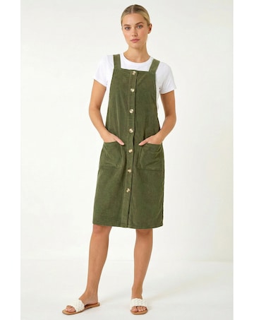 Roman Corduroy Pinafore Midi Dress