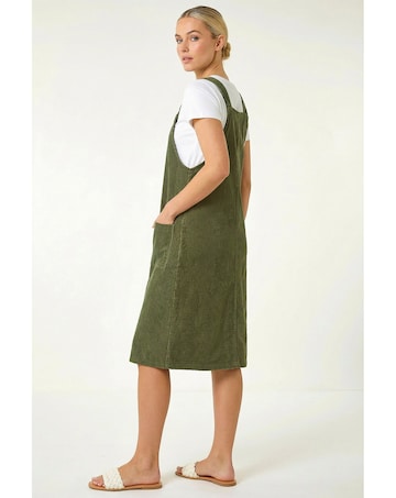 Roman Corduroy Pinafore Midi Dress
