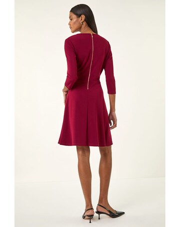 Roman V-Neck Buttoned Stretch Dress