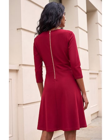 Roman V-Neck Buttoned Stretch Dress