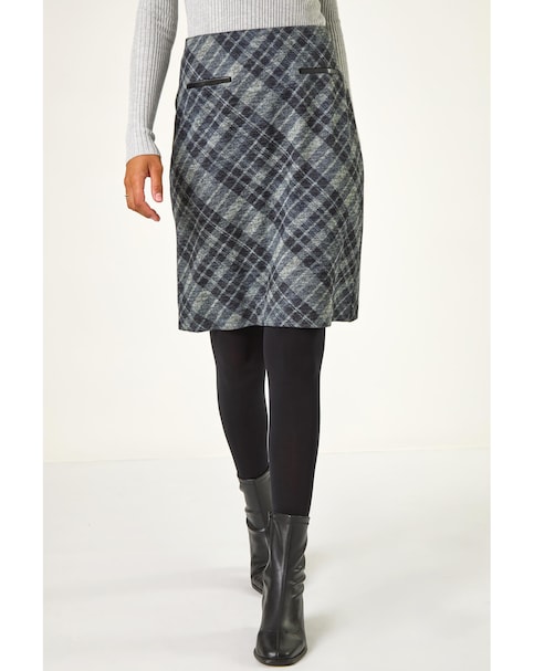 Roman Elastic Waist Pocket Pencil Skirt
