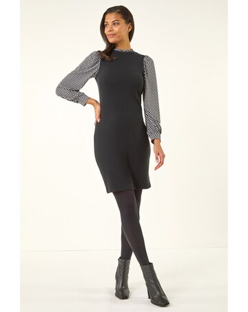 Roman Geometric Contrast Knit Dress