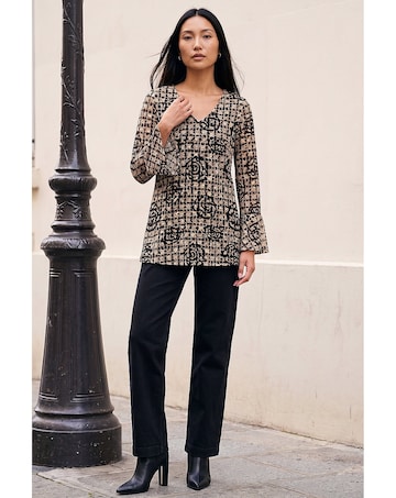 Roman Floral Printed Lace Stretch Top