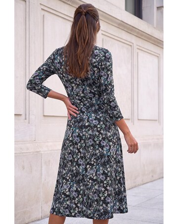 Roman Floral Twisted Front Midi Dress