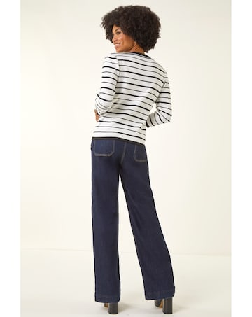 Roman Stripe Bow Detail Knit Jumper