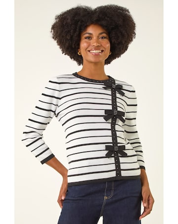 Roman Stripe Bow Detail Knit Jumper