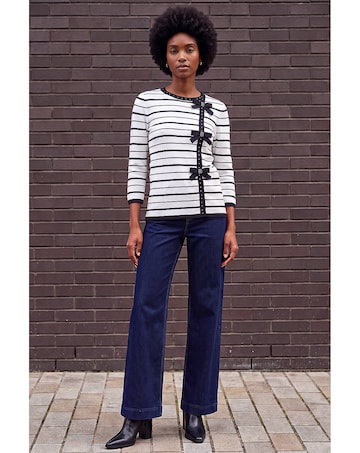 Roman Stripe Bow Detail Knit Jumper