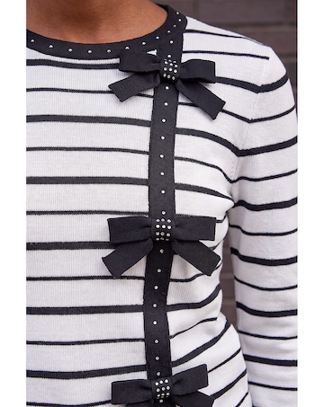 Roman Stripe Bow Detail Knit Jumper