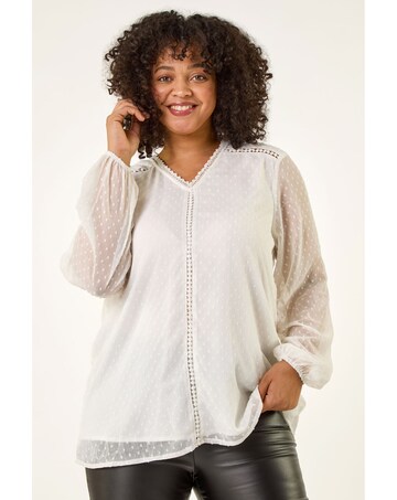 Roman Curve Textured V-Neck Top