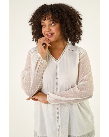 Roman Curve Textured V-Neck Top