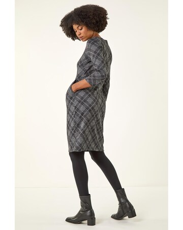 Roman Checked Front Pleat Shift Dress
