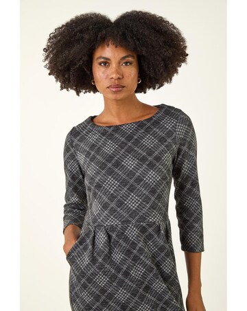Roman Checked Front Pleat Shift Dress