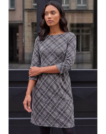Roman Checked Front Pleat Shift Dress
