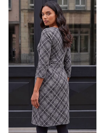 Roman Checked Front Pleat Shift Dress