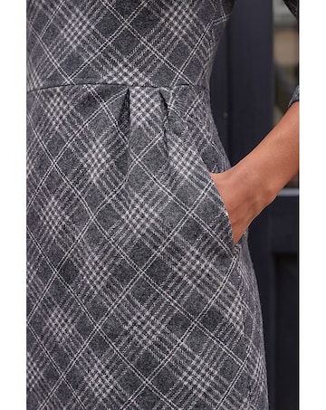 Roman Checked Front Pleat Shift Dress