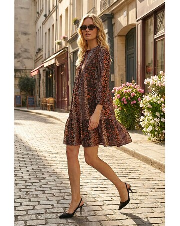 Roman Abstract Print Smock Stretch Dress