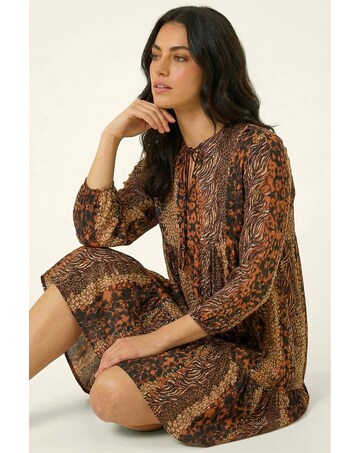 Roman Abstract Print Smock Stretch Dress