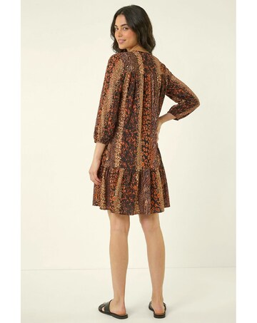 Roman Abstract Print Smock Stretch Dress