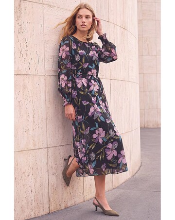 Roman Floral Print Midi Dress