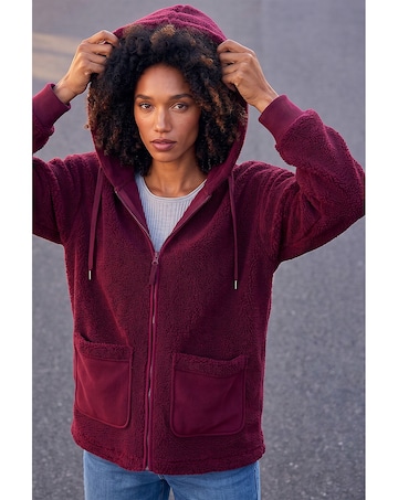 Roman Hooded Borg Zip Through Jacket