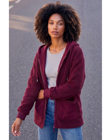 Roman Hooded Borg Zip Through Jacket