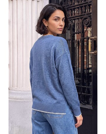 Roman Contrast Stitch Bow Knit Jumper