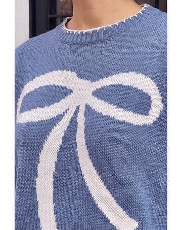 Roman Contrast Stitch Bow Knit Jumper