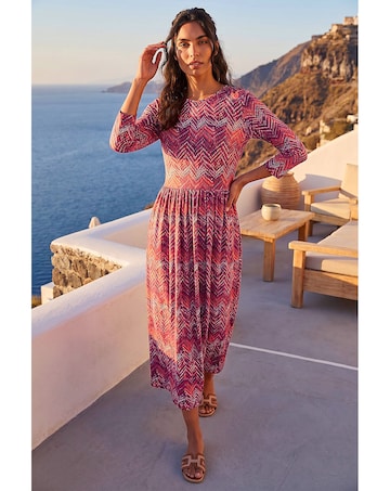 Roman Zig Zag Print Midi Dress