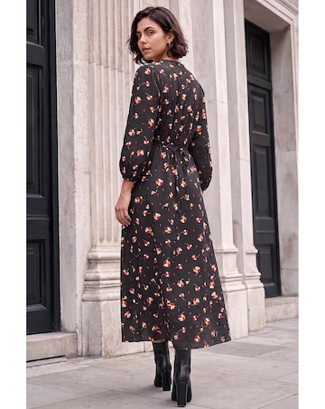 Roman Lace Floral Print Midi Dress