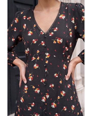 Roman Lace Floral Print Midi Dress