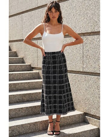 Roman Textured Knit Tweed Skirt