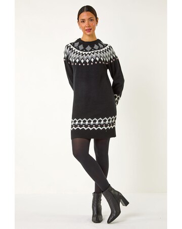 Roman Geometric Knitted Shift Dress