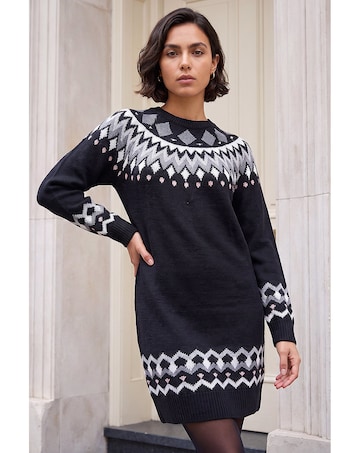 Roman Geometric Knitted Shift Dress