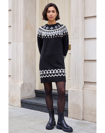 Roman Geometric Knitted Shift Dress