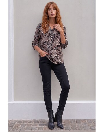 Roman Paisley Print V-Neck Stretch Shirt