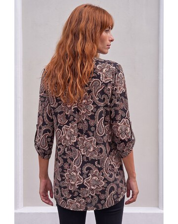 Roman Paisley Print V-Neck Stretch Shirt