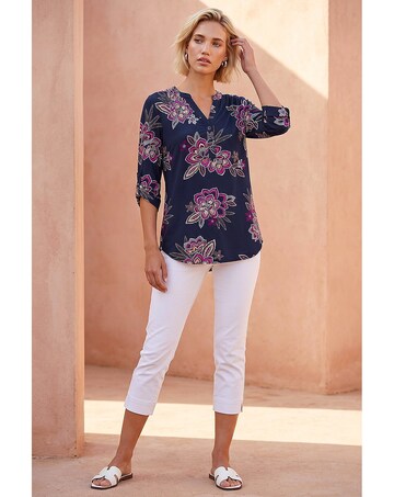 Roman Floral Puff Print Stretch Shirt