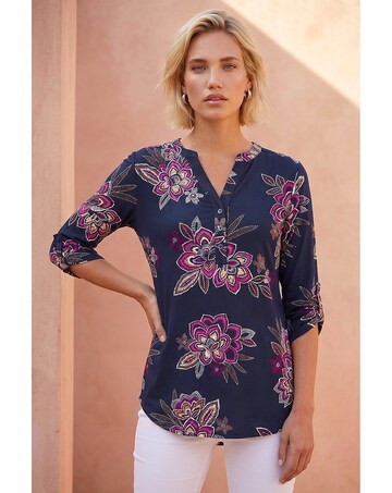 Roman Floral Puff Print Stretch Shirt