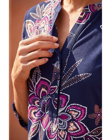 Roman Floral Puff Print Stretch Shirt