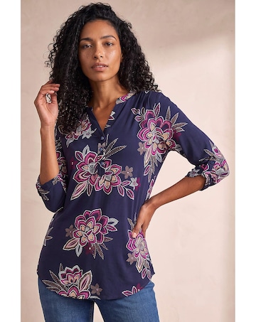 Roman Floral Puff Print Stretch Shirt
