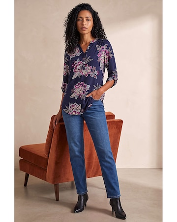 Roman Floral Puff Print Stretch Shirt