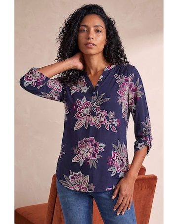 Roman Floral Puff Print Stretch Shirt