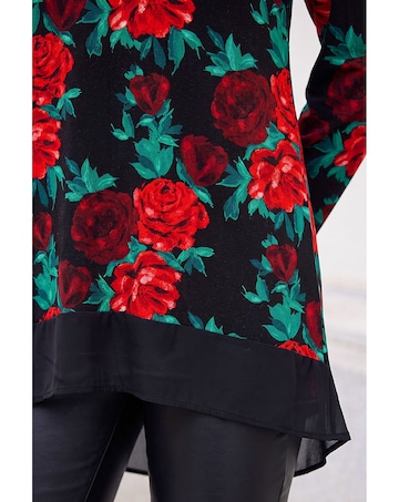 Roman Floral Print V-Neck Chiffon Top