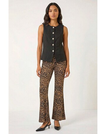 Roman Animal Print Flare Stretch Trouser