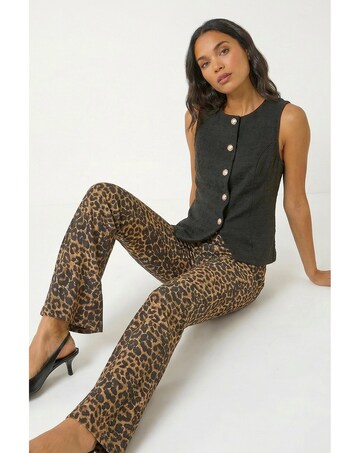 Roman Animal Print Flare Stretch Trouser